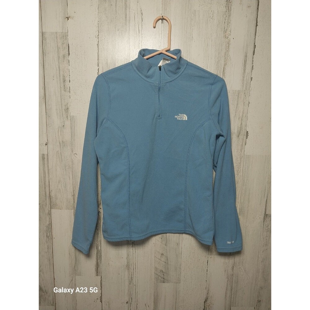 The North Face Jacket Womens Medium Blue TKA 100 Fleece 1/4 Zip Long Sleeve Camp